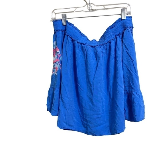 Lilly Pulitzer Moira Off The Shoulder Bennet Top SM Embroidered Bell Sleeves - Picture 3 of 6